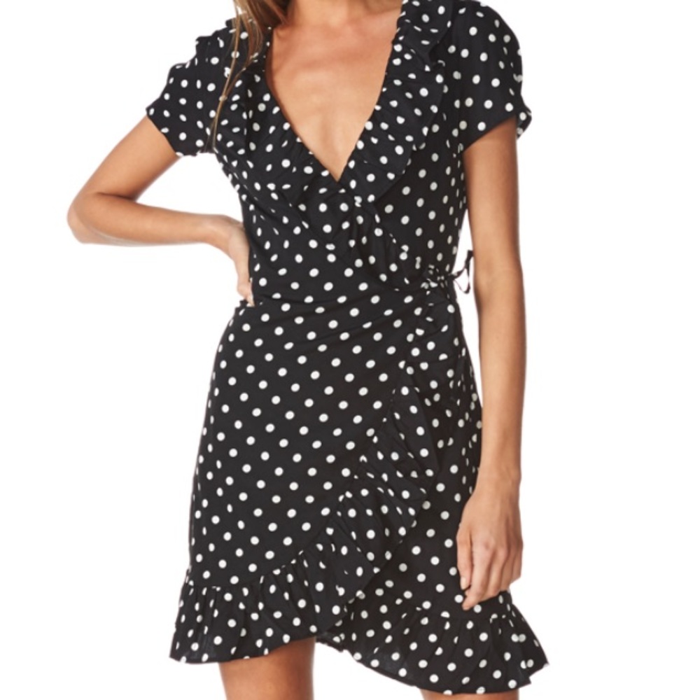 2 HOUR FLASH SALE 🌻 Polka Dot Wrap Mini Dress - Picture 6 of 6